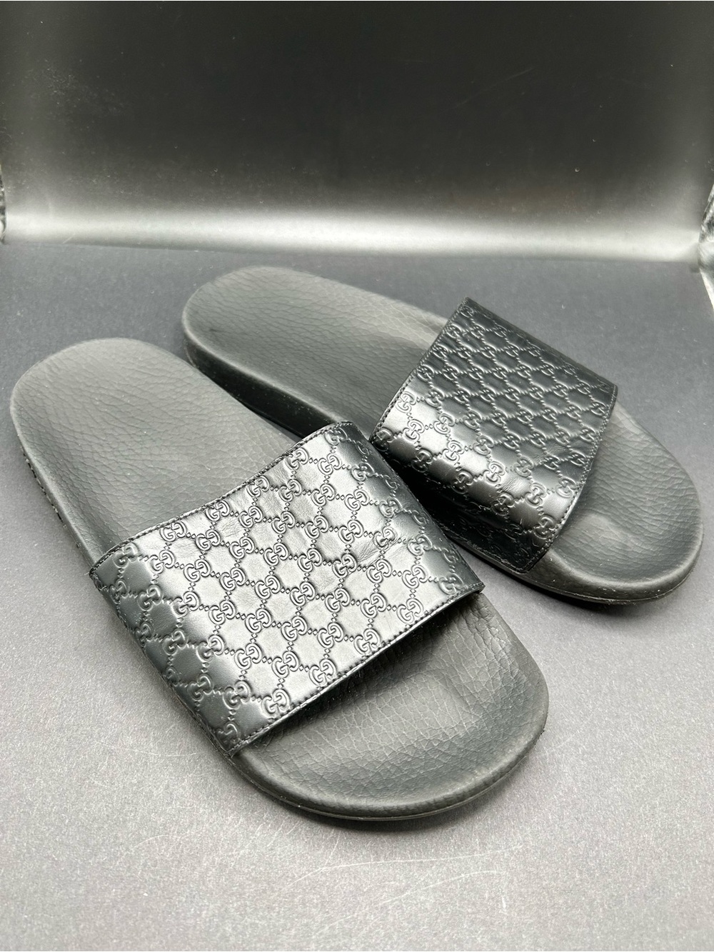 Gucci Micro Guccissima Slide Sandals Black Size 37/US7